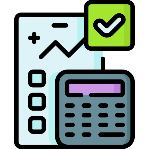 Gráfico de crecimiento junto a una lista de verificación y una calculadora